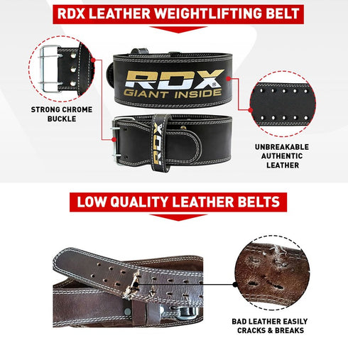 RDX 4PBO BLACK LEATHER 10MM POWER LIFTING BELT-3